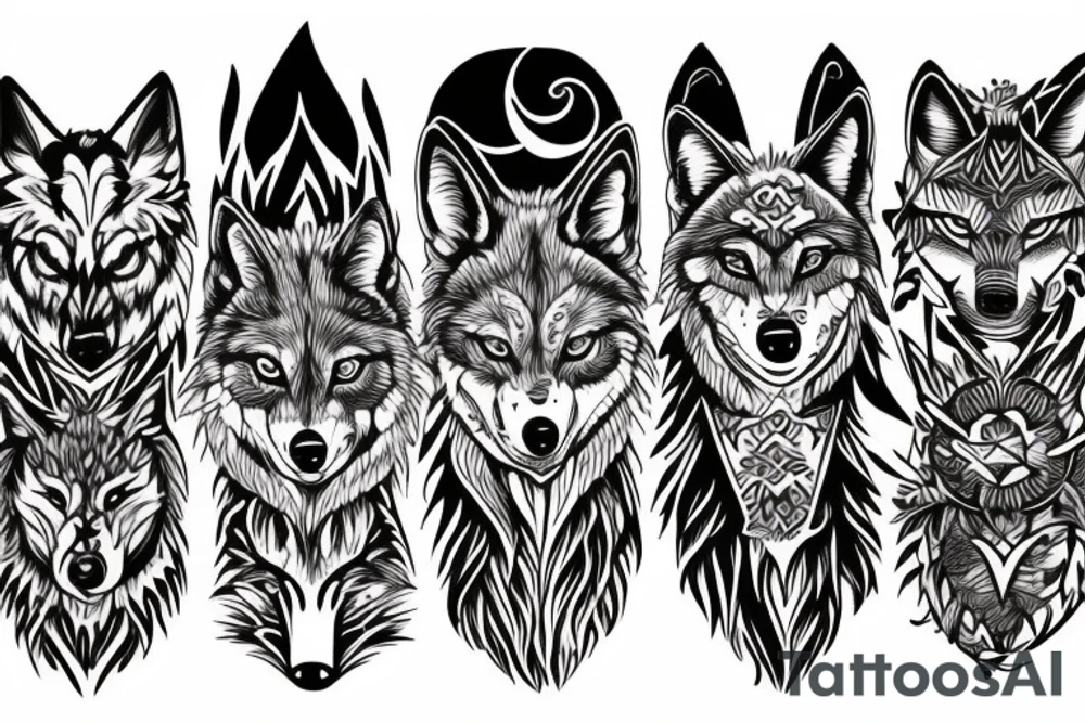 two wolves tattoo idea