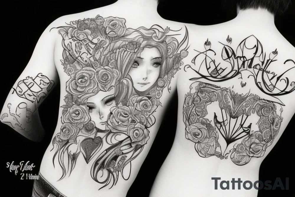 The words "Amor Fati" styled with fire tattoo idea