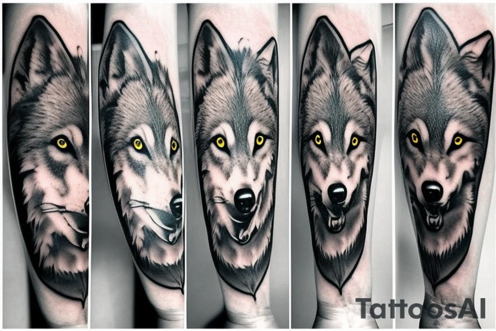 two wolves tattoo idea
