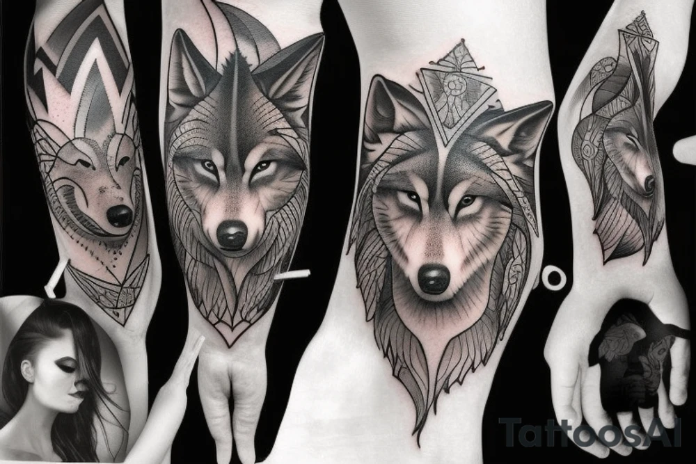 two wolves tattoo idea
