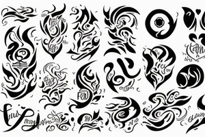 The inscription "Amor Fati" styled with fire tattoo idea