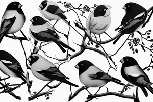 Seven pieces of bullfinch tattoo idea