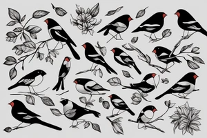 Bullfinch of seven parts tattoo idea