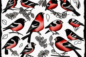 Bullfinch of seven parts tattoo idea