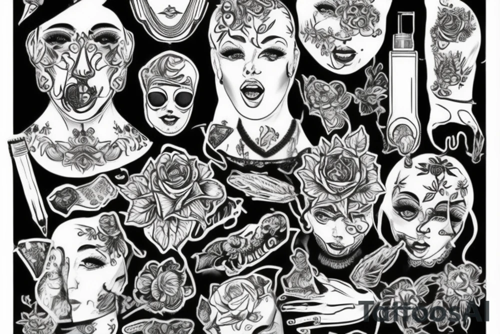 Насекомое цикада с компасом викингов tattoo idea
