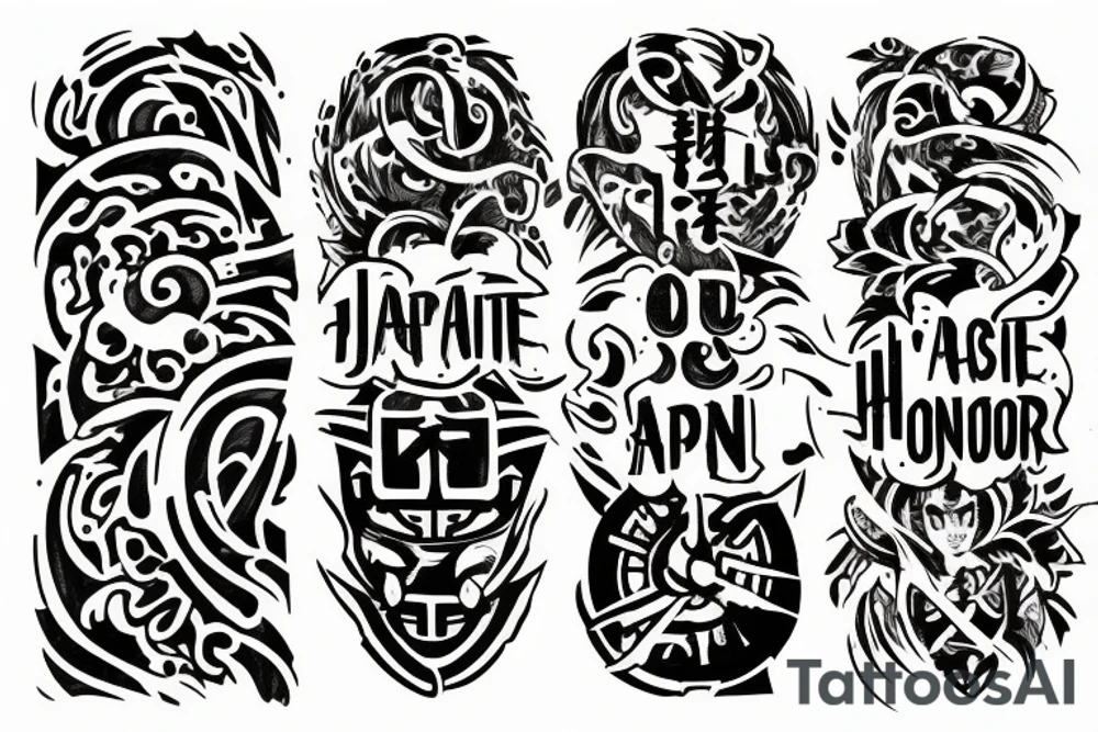 the phrase in Japanese, "Path and Honor" cut in half tattoo idea