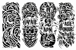 the phrase in Japanese, "Path and Honor" cut in half tattoo idea
