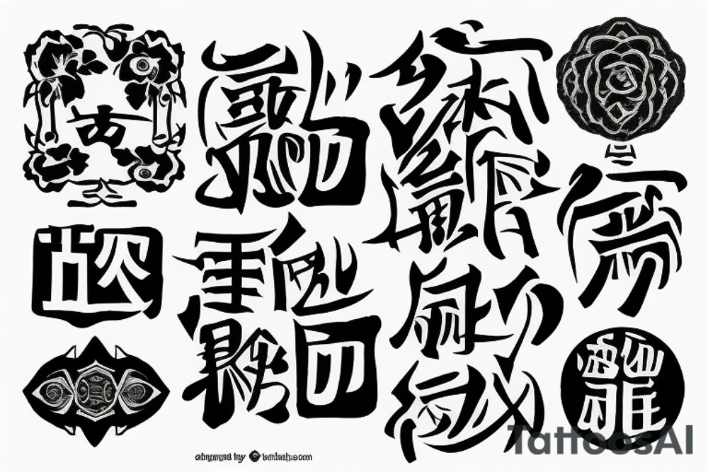 the phrase in Japanese, "Path and Honor" cut in half tattoo idea