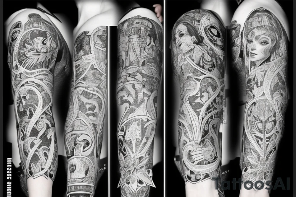 Насекомое цикада с компасом викингов tattoo idea