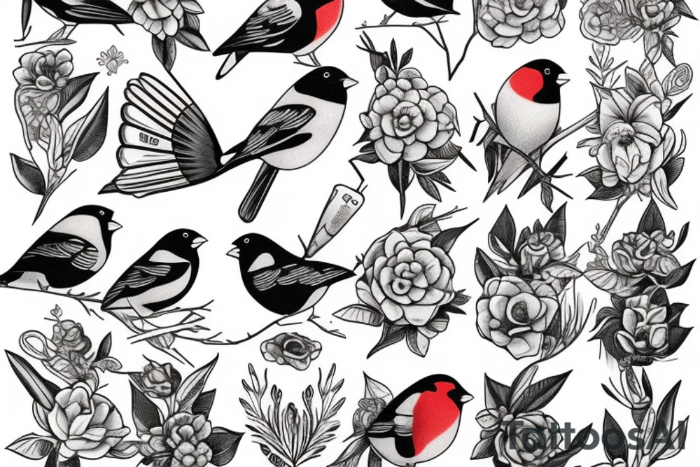 Bullfinch which consists of seven different parts tattoo idea