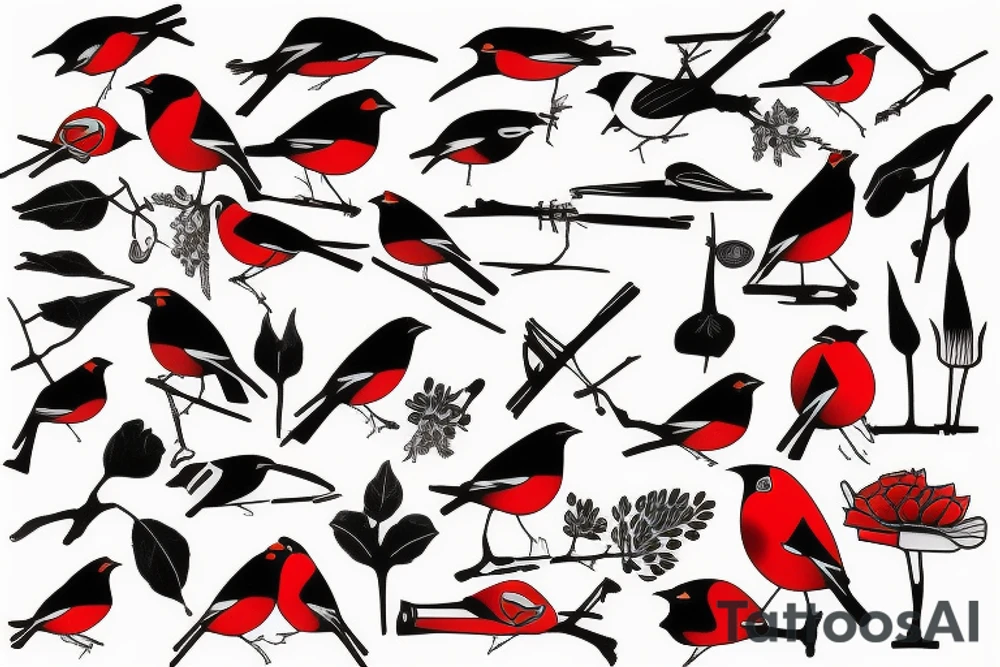 Bullfinch which consists of seven different parts tattoo idea