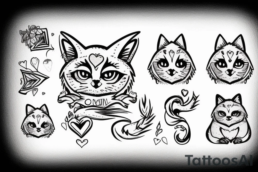 Little manul play with heart tattoo idea