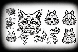 Little manul play with heart tattoo idea