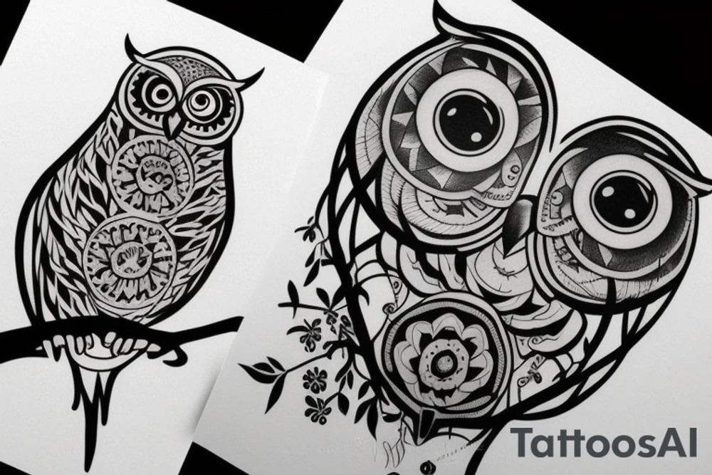 Minimalistic owl tattoo idea