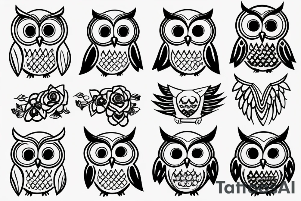 Minimalistic owl tattoo idea