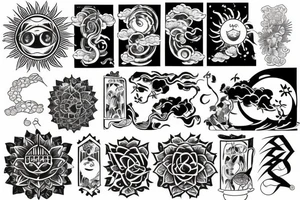 Black sun radiating tattoo idea