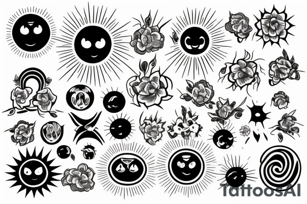 Black sun radiating positivity tattoo idea