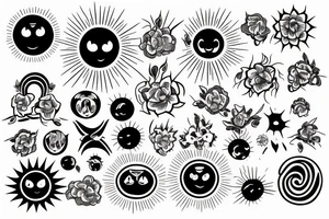 Black sun radiating positivity tattoo idea