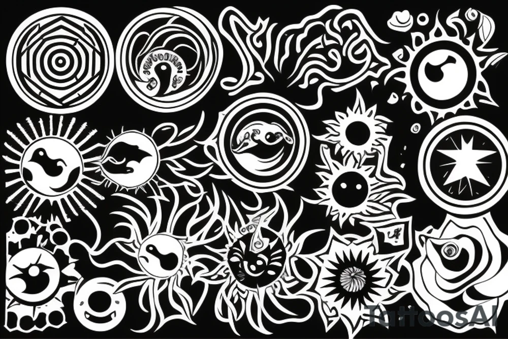 Black sun radiating positivity tattoo idea
