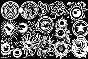Black sun radiating positivity tattoo idea