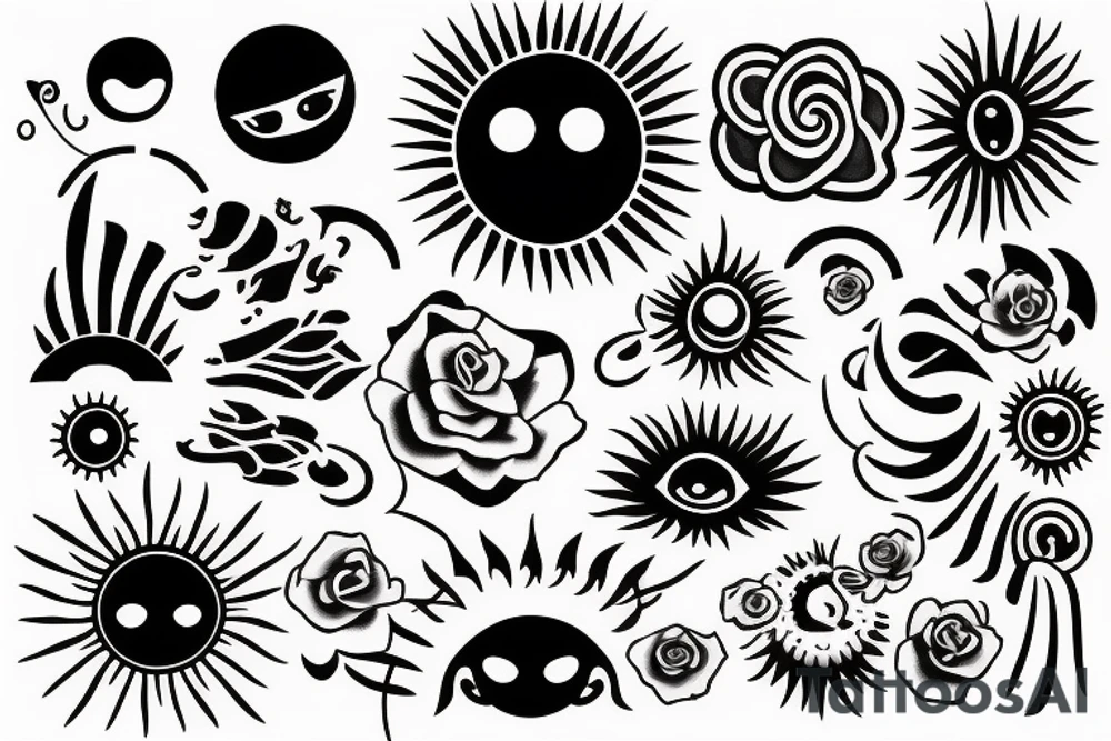 Black sun radiating positivity tattoo idea