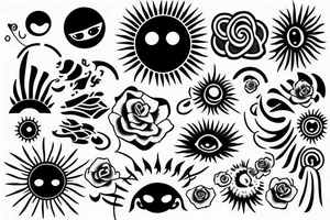 Black sun radiating positivity tattoo idea