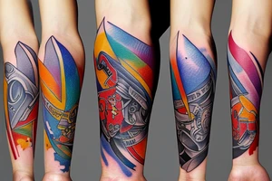 An upperarm tattoo of the Horizon games tattoo idea
