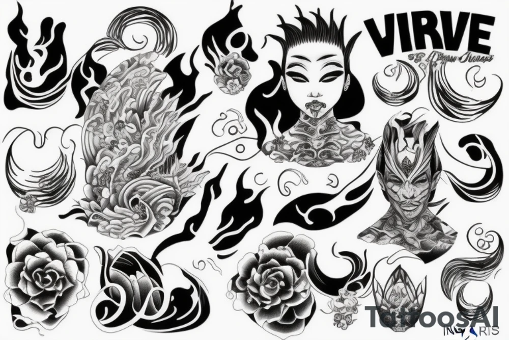 Waves and Rika Furude tattoo idea