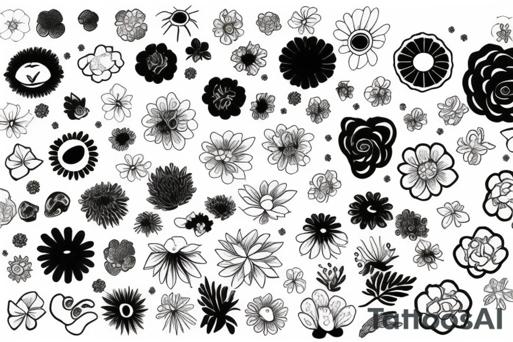 sun radiating in flower petals tattoo idea