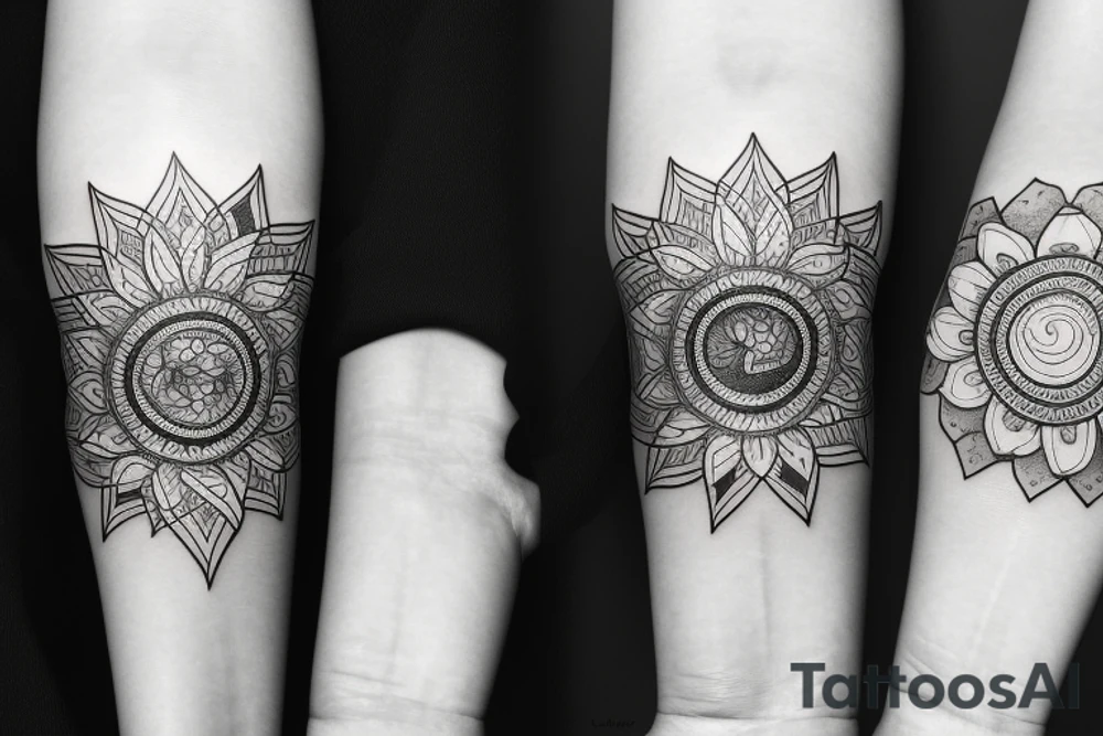 Black sun radiating in flower petals positivity in centre tattoo idea Black sun radiating in flower petals positivity in centre tattoo idea