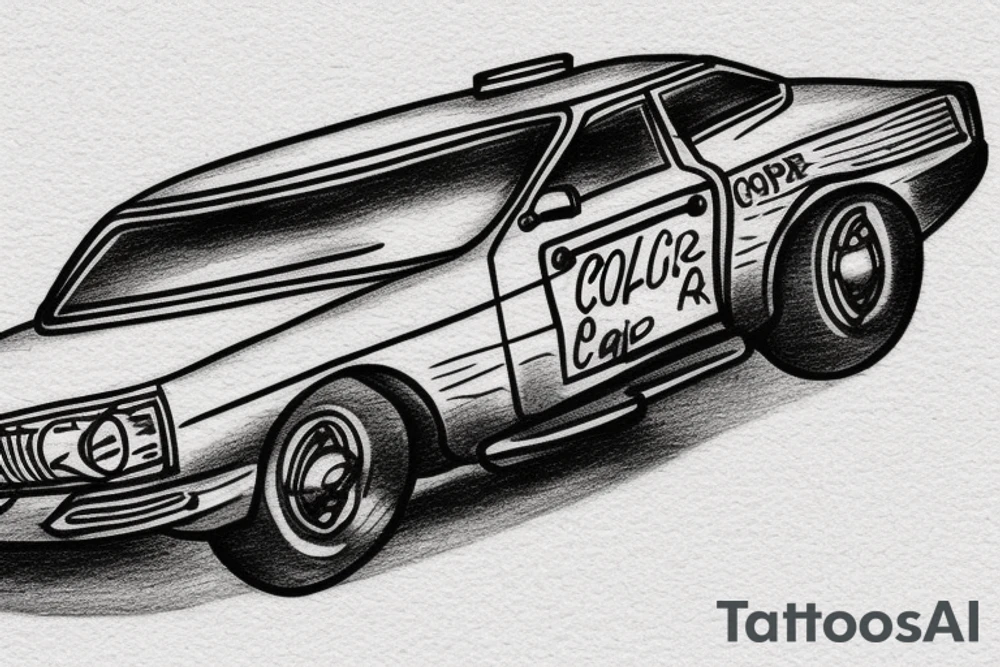 Cops car on fire tattoo idea
