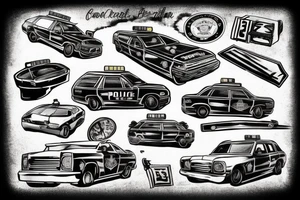 police car on fire tattoo idea
