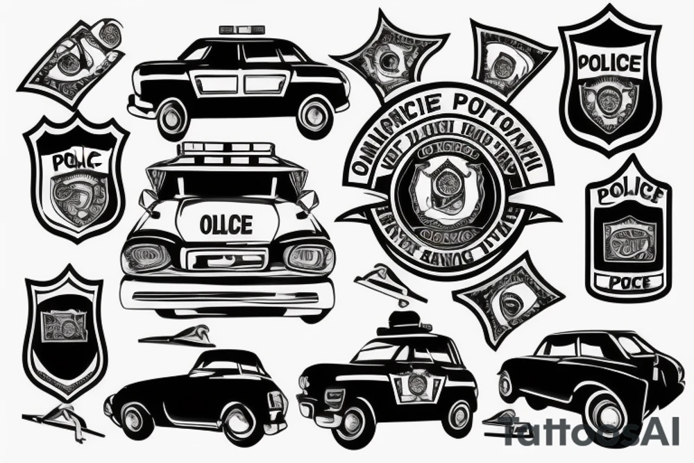police car on fire tattoo idea