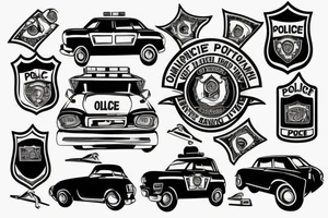 police car on fire tattoo idea