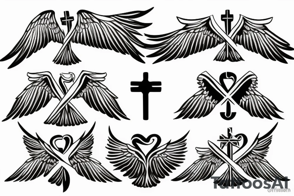 a Christian cross with eagle wings tattoo idea