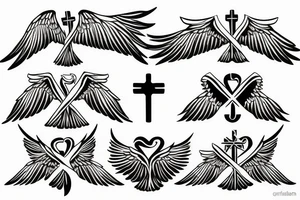 a Christian cross with eagle wings tattoo idea