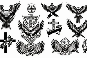 a Christian cross with eagle wings tattoo idea