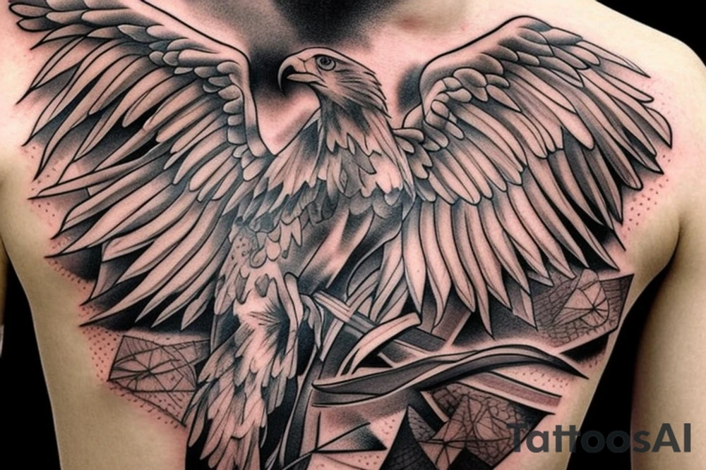 a Christian cross with eagle wings tattoo idea