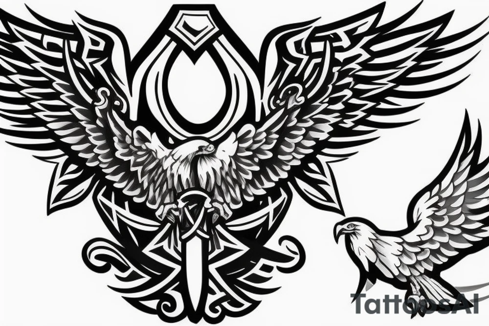 a Christian cross with eagle wings as sides of the cross tattoo idea