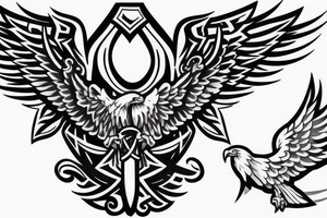 a Christian cross with eagle wings as sides of the cross tattoo idea