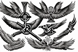 a Christian cross with eagle wings as sides of the cross tattoo idea