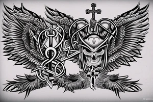 a Christian cross with eagle wings as sides of the cross tattoo idea
