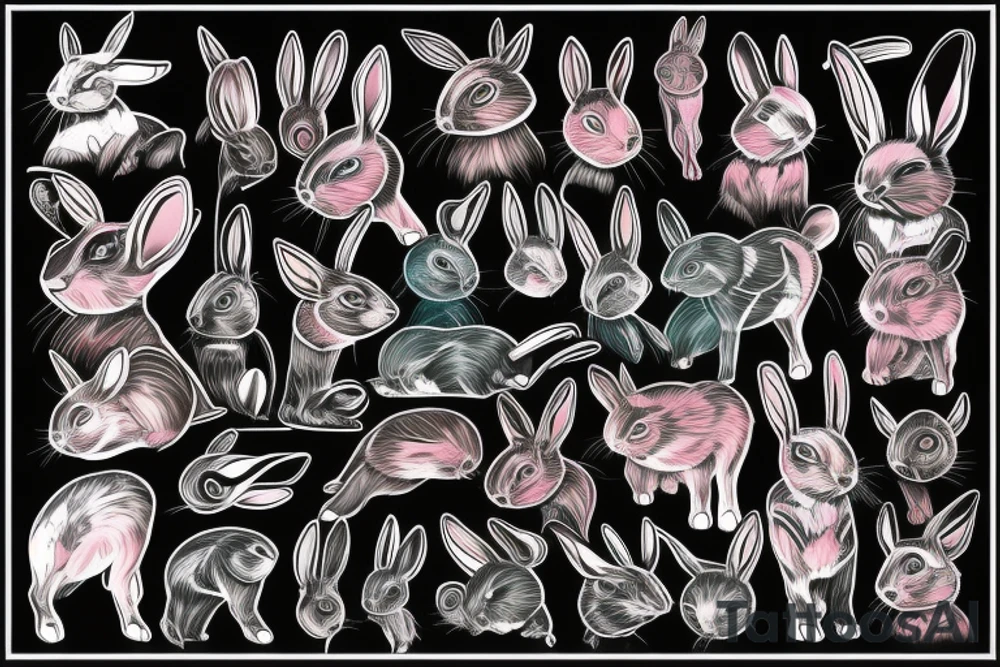 Rabbit cyberpunk neon tattoo idea
