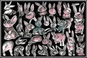 Rabbit cyberpunk neon tattoo idea