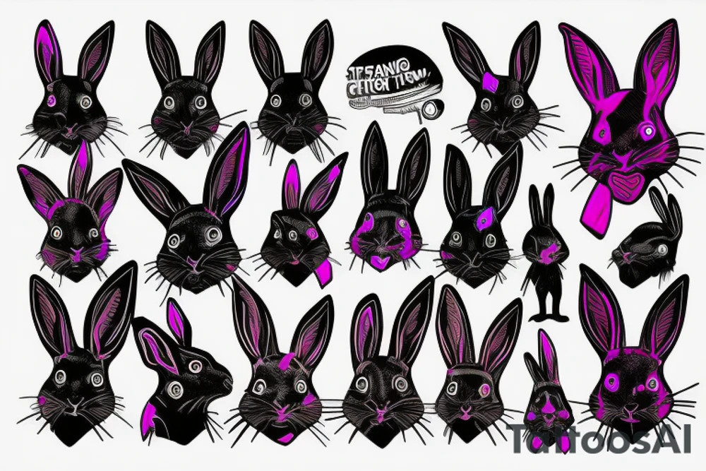 Rabbit cyberpunk neon tattoo idea