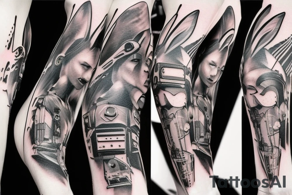 Rabbit cyberpunk tattoo idea