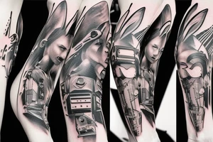 Rabbit cyberpunk tattoo idea