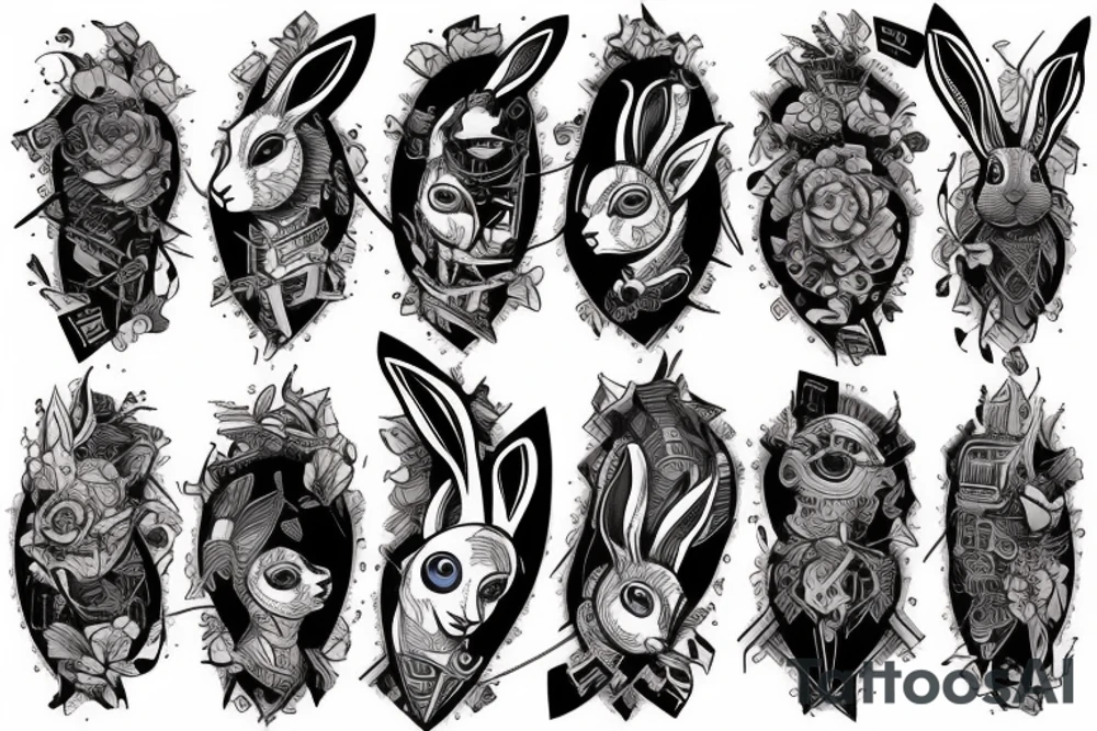 Rabbit cyberpunk tattoo idea