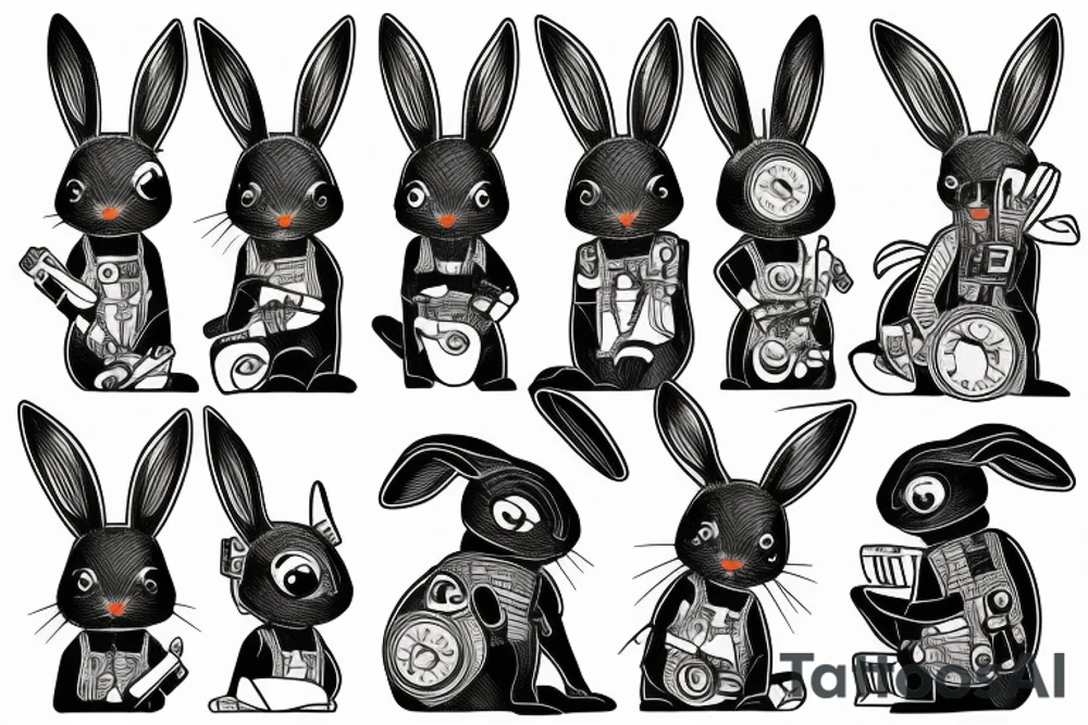Rabbit cyberpunk tattoo idea