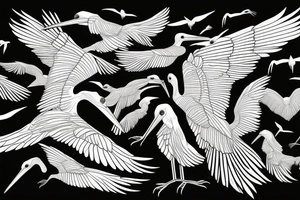 the marabou stork flying with wings spread tattoo idea